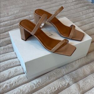 NWT BY FAR Nude Block Heel Sandals 38 $400 MSRP